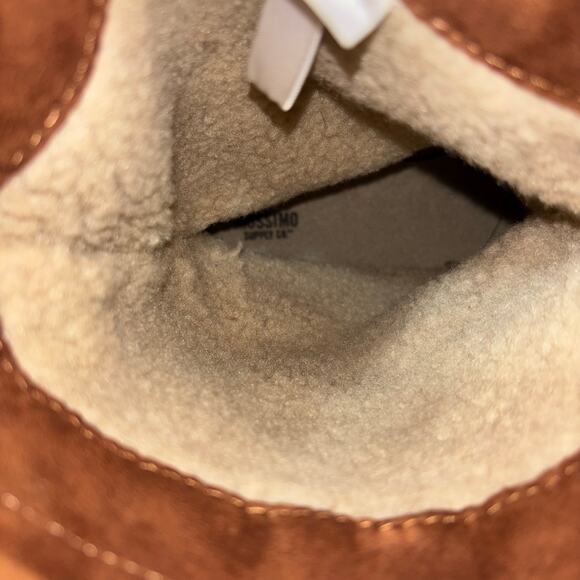 Mossimo Supply Co Fringe Suede Moccasin Boots Women’s 11 Tan Faux Fur Lined - Picture 7 of 8